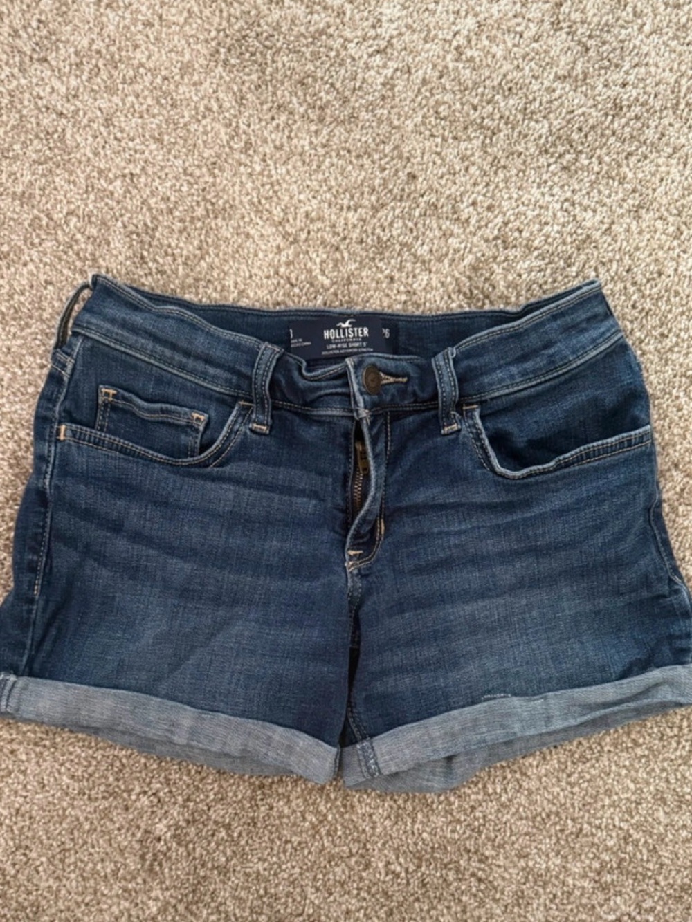 Hollister Women's Dark Indigo Roll-Cuff Denim Shorts